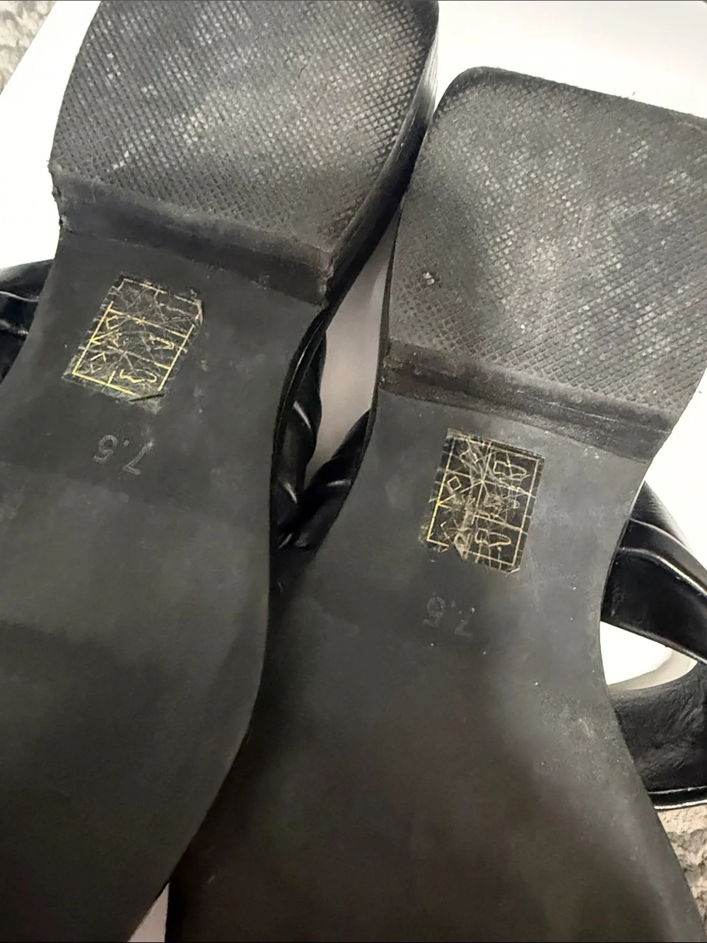 Jeffrey Campbell Black Leather Thong Sandals with Bamboo-Style Gold Hardware